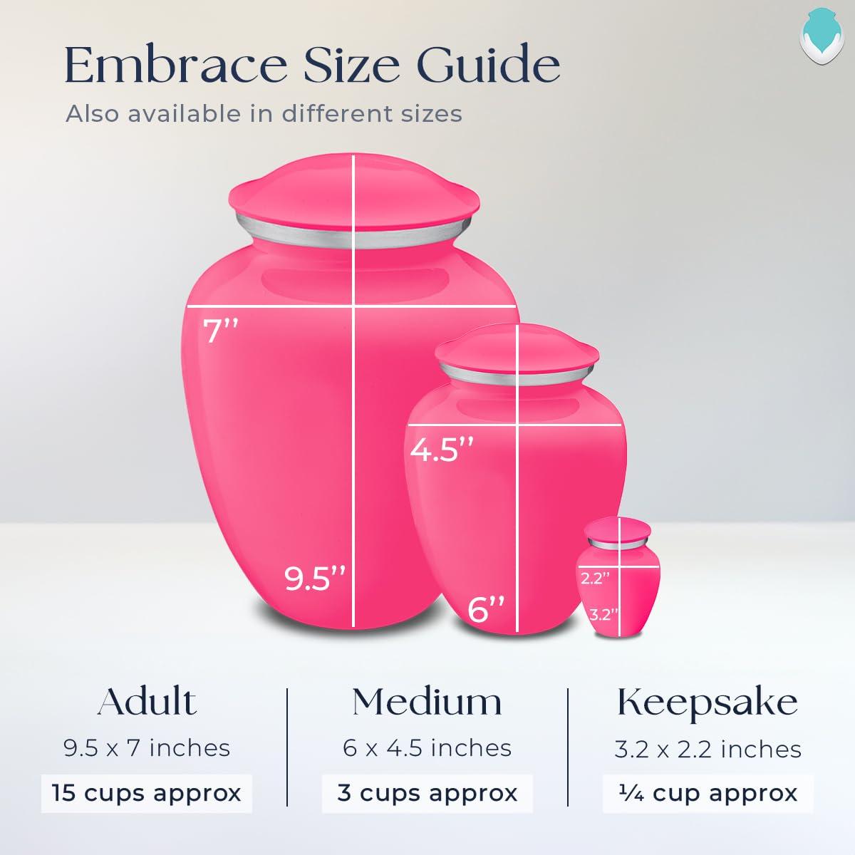 GetUrns Geturns Embrace Adult Personalized Picture Cremation Urns for Human Ashes I Large Photo Bright Pink Funeral Urn for Men and Women I 200 lbs