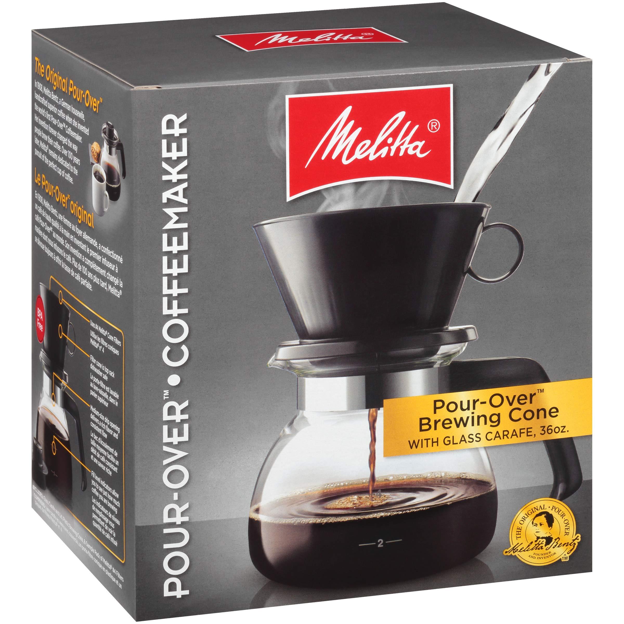 Melitta Melitta Pour-Over Coffee Brewer W/ Glass Carafe, Holds 6 - 6 Oz Cups, Black