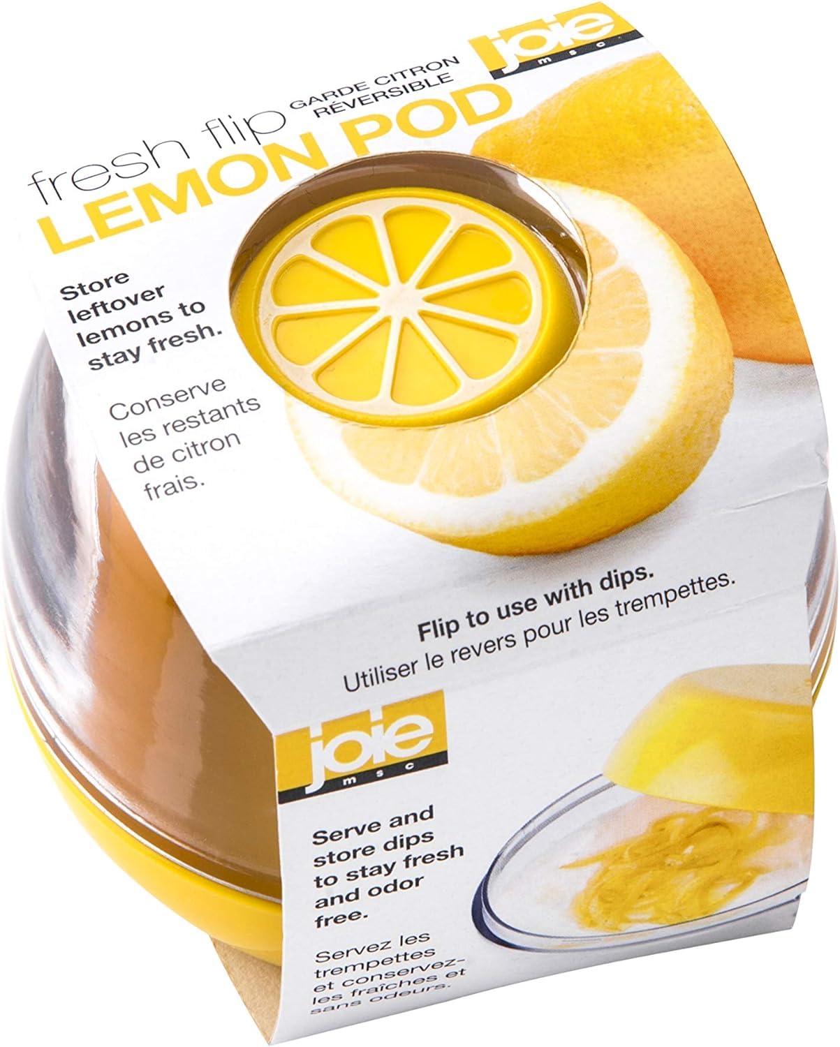 MSC International Joie Fresh Flip Pod Lemon Storage Container, Keeps Leftover Half Flavorful and Firm in Fridge, Reusable Kitchen Gadget, BPA Free, Dishwasher Safe