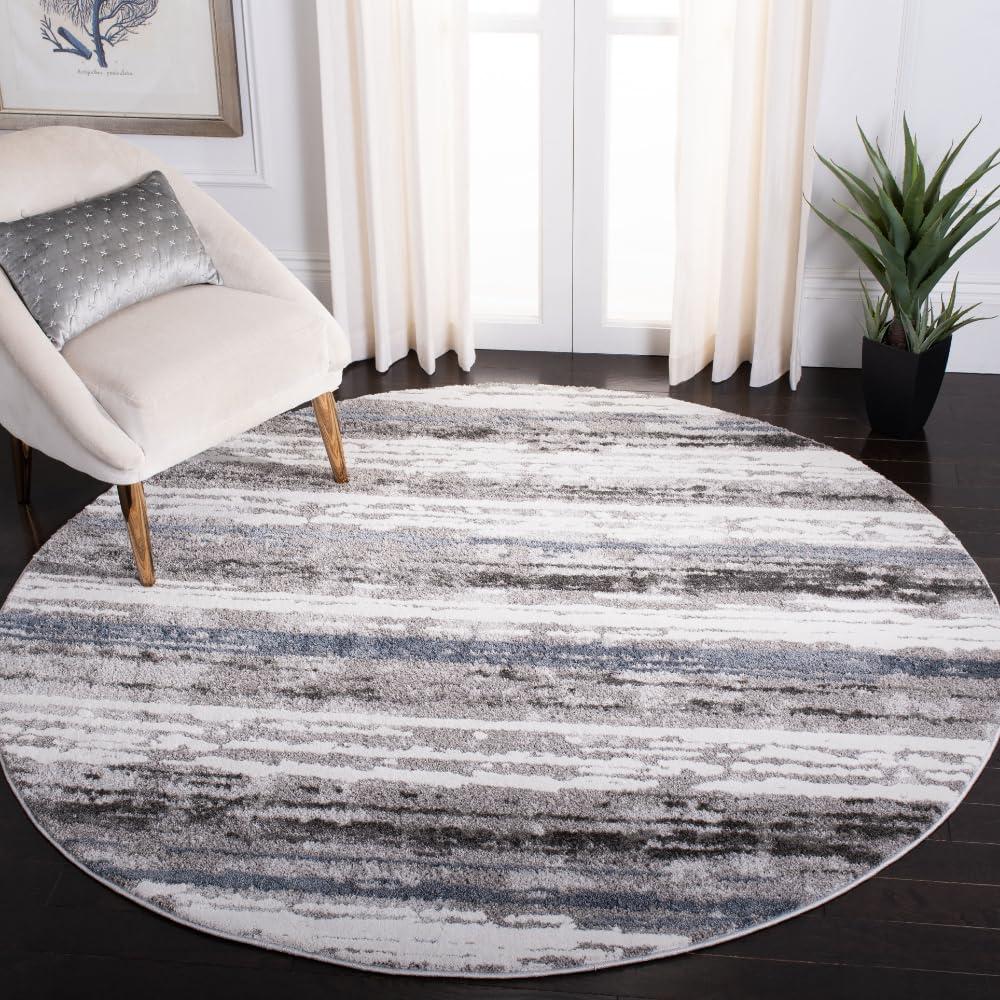 Safavieh SAFAVIEH Century Collection 6\'7\" Round Grey/Blue CTY322G Modern Abstract Non-Shedding Dining Room Entryway Foyer Living Room Bedroom Area Rug