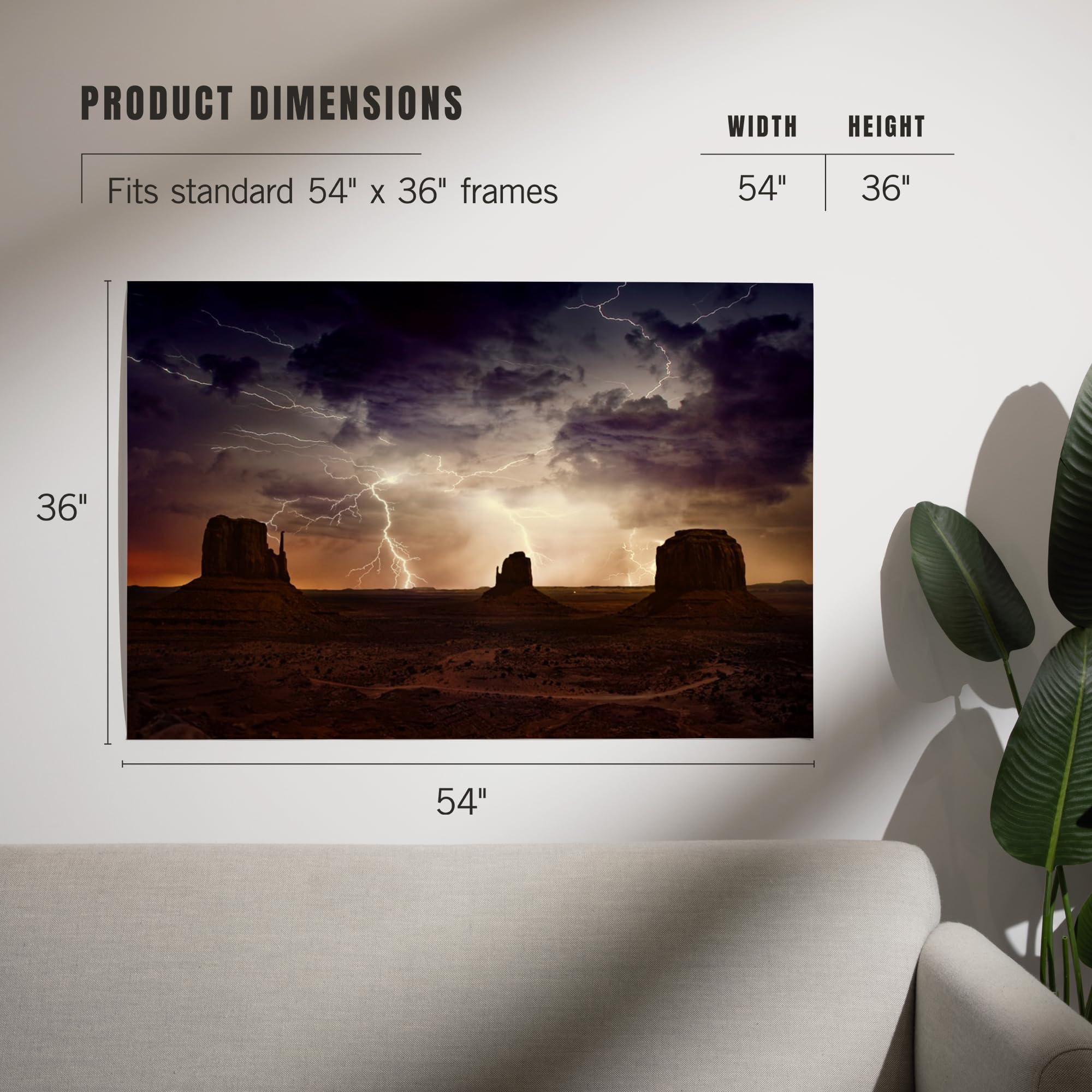 Lantern Press Lantern Press 36x54 Inch Giclee Art Print Wall Decor, Desert Storm, Lightning Strikes