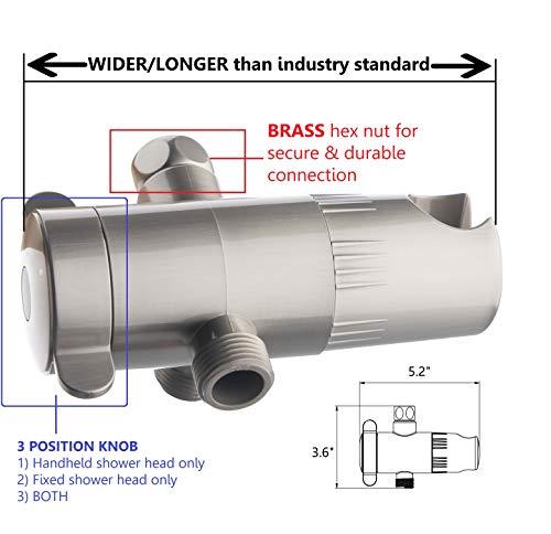 Ana Bath Ana Bath 5-Inch Anti-Clog High Pressure LARGE Dual Shower Head with Handheld Spray - 5 Unique Spray Modes/BRASS CONNECTOR/5 Ft Stainless Steel Hose/Spot Resist Brushed Nickel