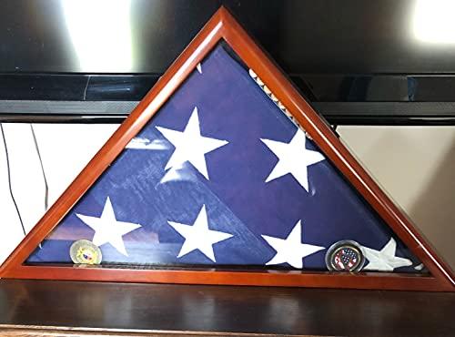 DisplayGifts Solid Wood Memorial Flag Case Frame Display Case for 5x9.5' Flag Folded. for Funeral or Burial Flag, FC60-MAH
