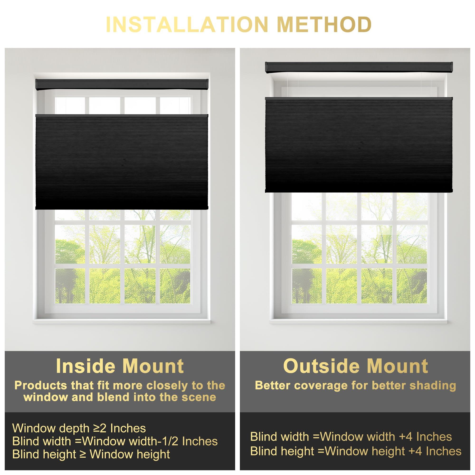 SEEUNANA SEEUNANA Top Down Bottom Up Blackout Cellular Shades,Cordless Cellular Blinds for Windows,Honeycomb Blinds with Thermal Insulated UV Protection. Easy to Install. Grey. 22" W x 64" H