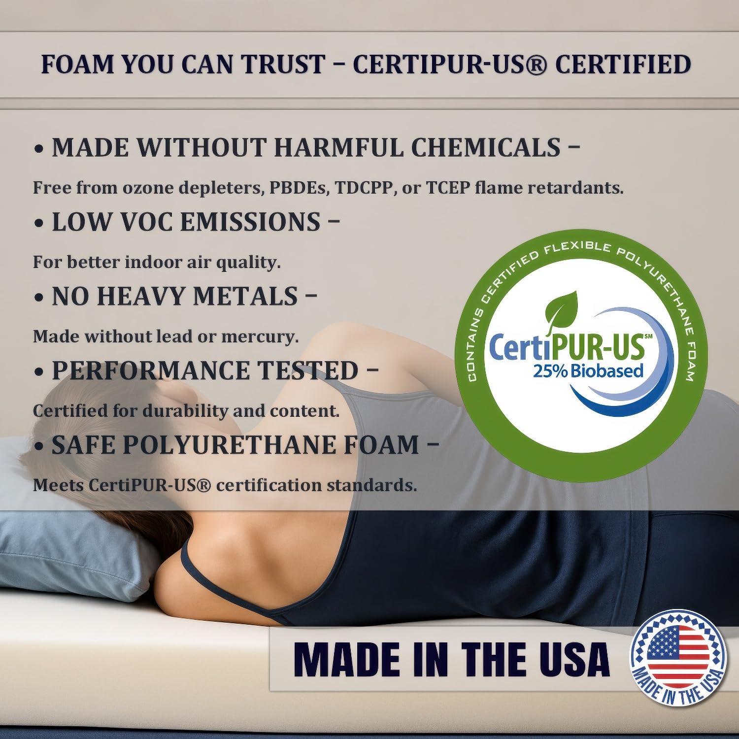 Foamma Foamma 6\" x 36\" x 72\" Gel Memory Foam RV Bunk Mattress Replacement, Medium Firm, Pressure Relieving, Cooling Premium Comfort, USA Made, No Cover