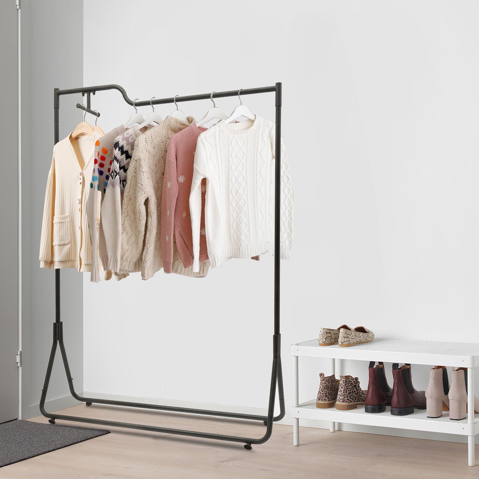 Vintoro Vintoro Modern Simple Garment Rack,Retail Display Clothing Rack,Single Rod Floor-Standing Hangers Clothes Shelves,Portable Commercial Grade Rack,for Hanging Clothes,Coats,Skirts,Shirts,Sweaters,Black
