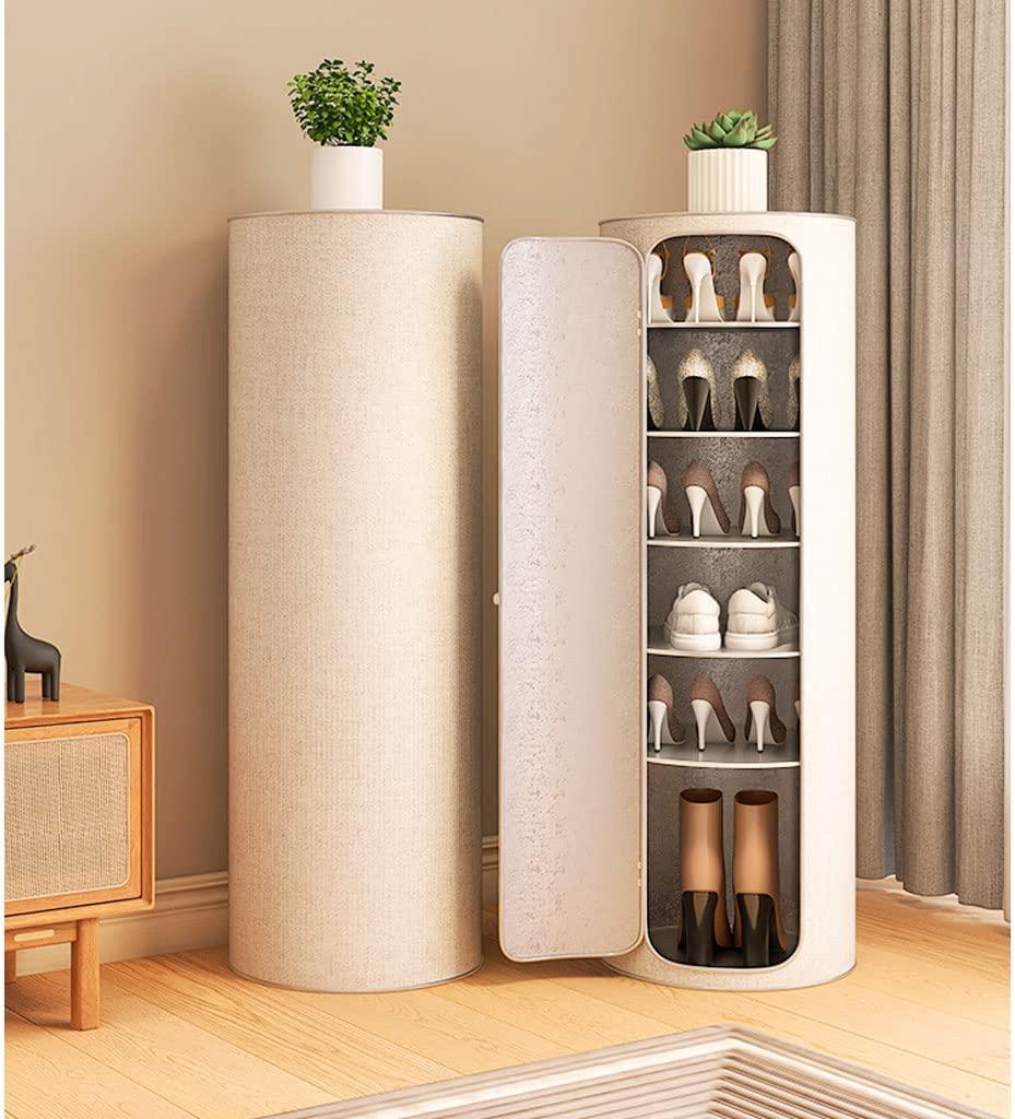 LIOONS 7-Tier Vertical Shoe Racks Creative Round with Door Shoe Shelf Shoe Organizer for Entryway, Living Room, Bedroom Shoe Tower