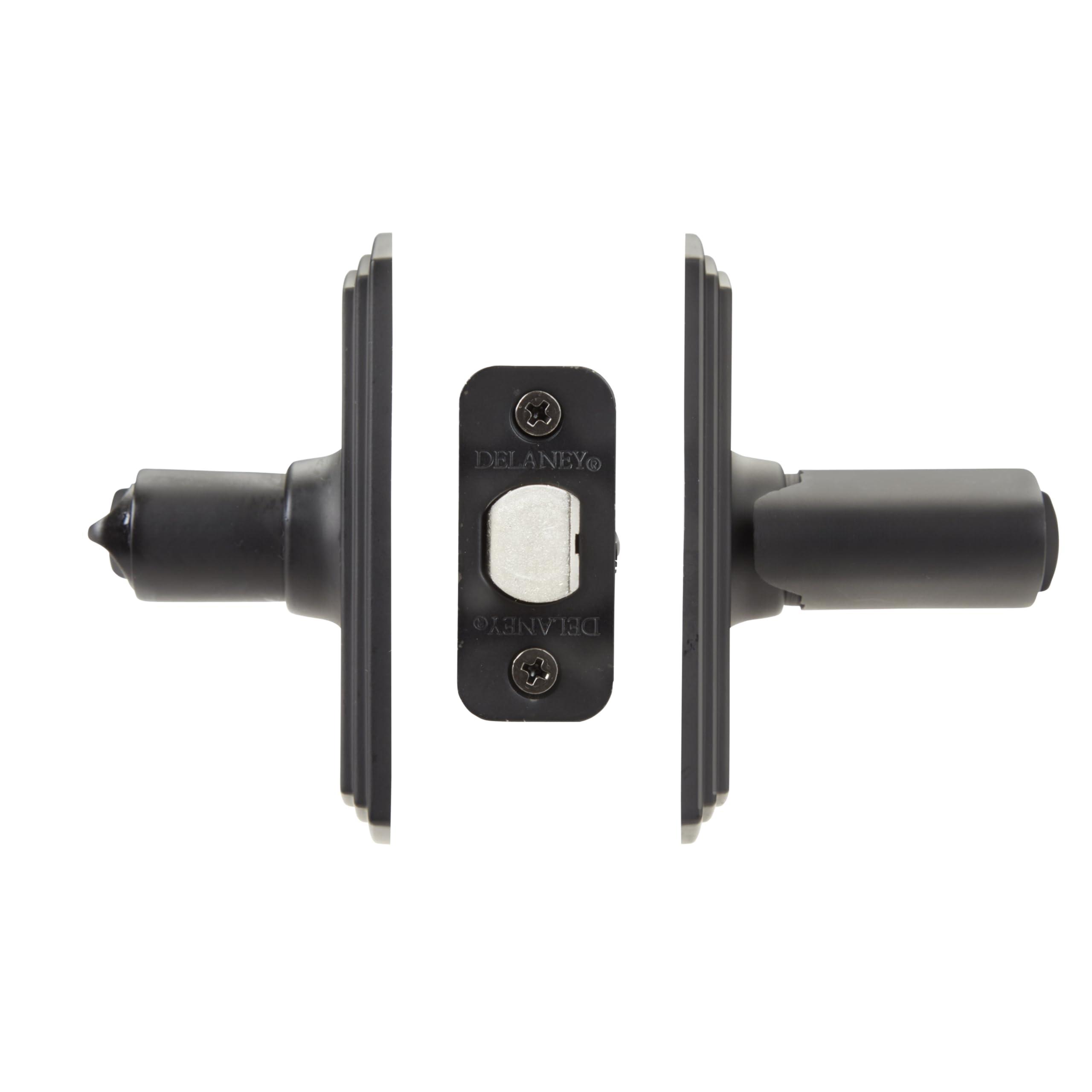 Delaney Hardware Delaney Hardware Artino Entry Door Lock, Fits Door 1-3/8 to 1-3/4 in. Thick, Black Finish Reversible Left/Right-Handed Front Door & Garage Door Lever Easy to Install Door Lock