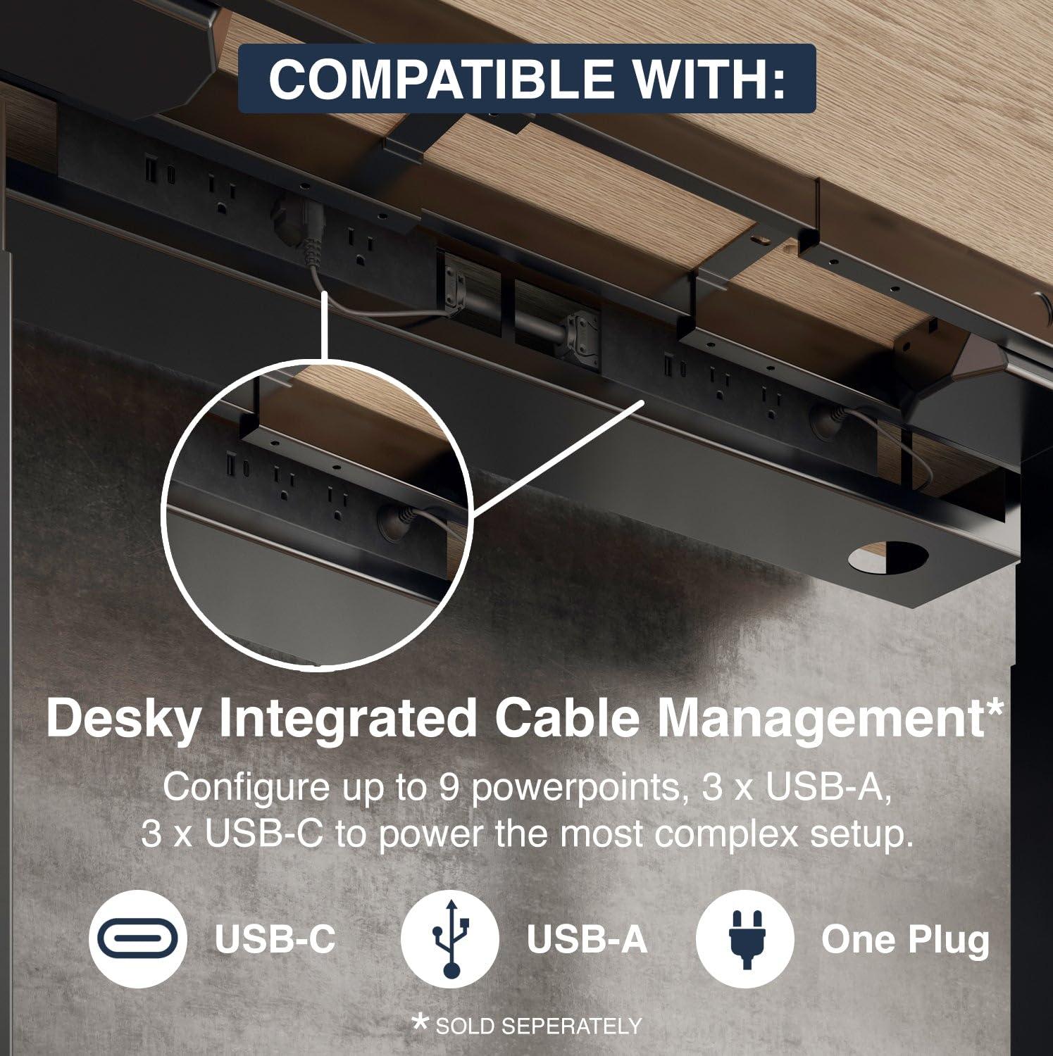 Desky Desky Dual Mini Sit Stand Desk - 32x20'' Electric, Small Standing Desk - Dual Motor, 3 Stage Small Adjustable Desk with 4 Presets - Standup Desk for Home Office - Whole-Piece Top in Black