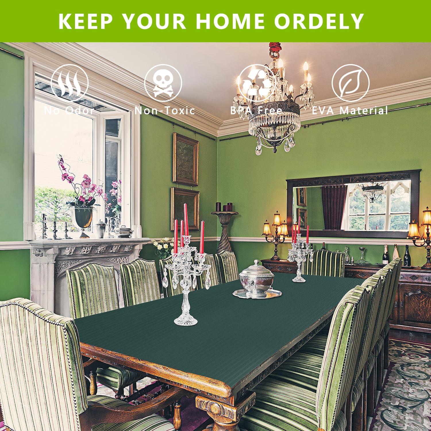 Anze Shelf Liners Non Adhesive Kitchen Drawer Cabinet Liner, Waterproof Durable Liners for Shelves Refrigerator Pantry Cupboard Protector Mat, Green 17.5 X 78.7 Inches