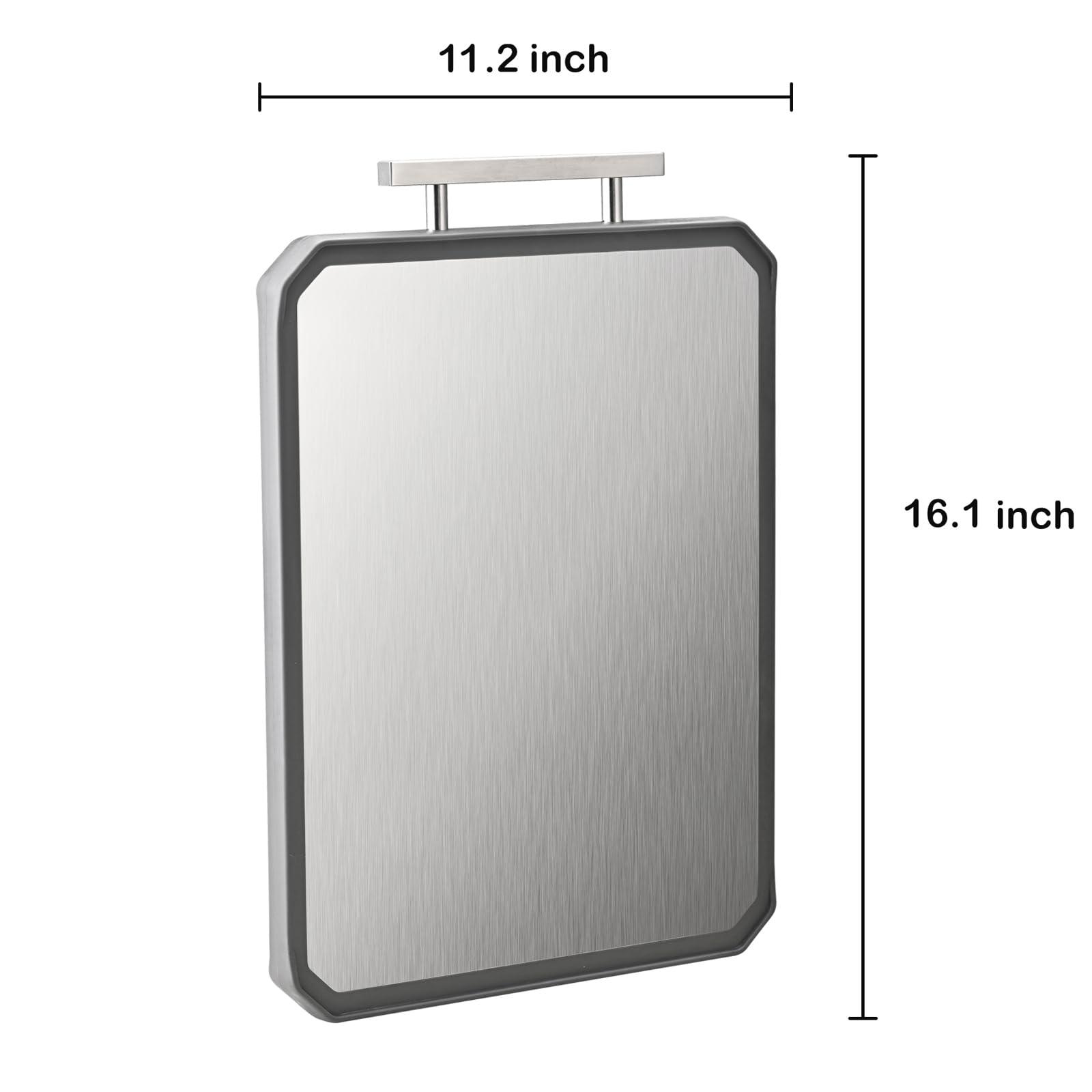 KLAPOLA SNOWCLAD Stainless Steel Cutting Board,Double Sided Steel Cutting Board for kitchen,Stainless Steel/Wheat straw pp Large Cutting Board for meat,Dishwasher Safe,non toxic Chopping Board,16 * 12 Inch