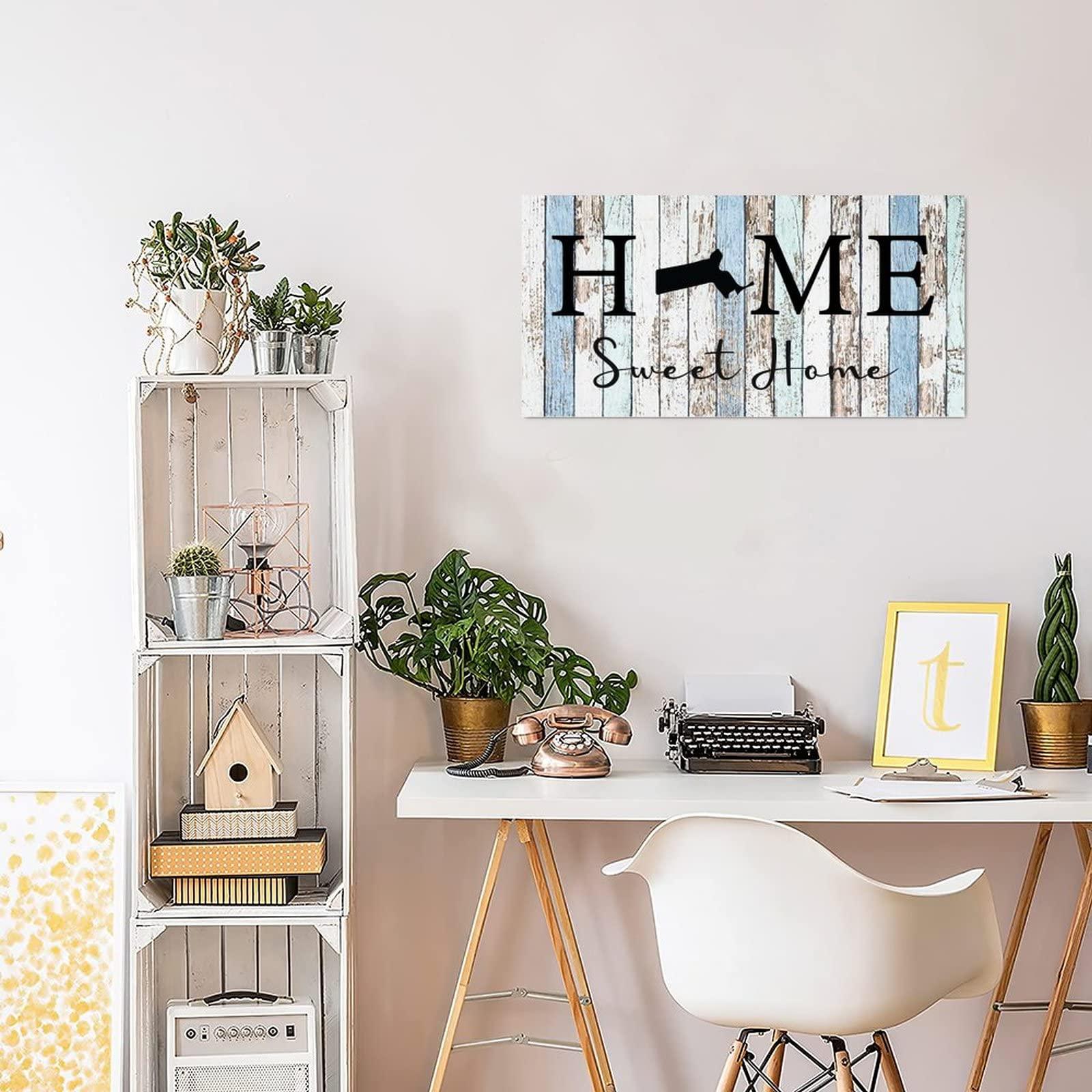 Alioyoit Rustic Wood Pallet Sign Plaque Home Sweet Home Massachusetts State Retro Wood Wall Hanging Door Plaque Rustic Wood Wall Sign Welcome Sign Wall Hanging Decorations for Living Room Bedroom 6x12 Inch