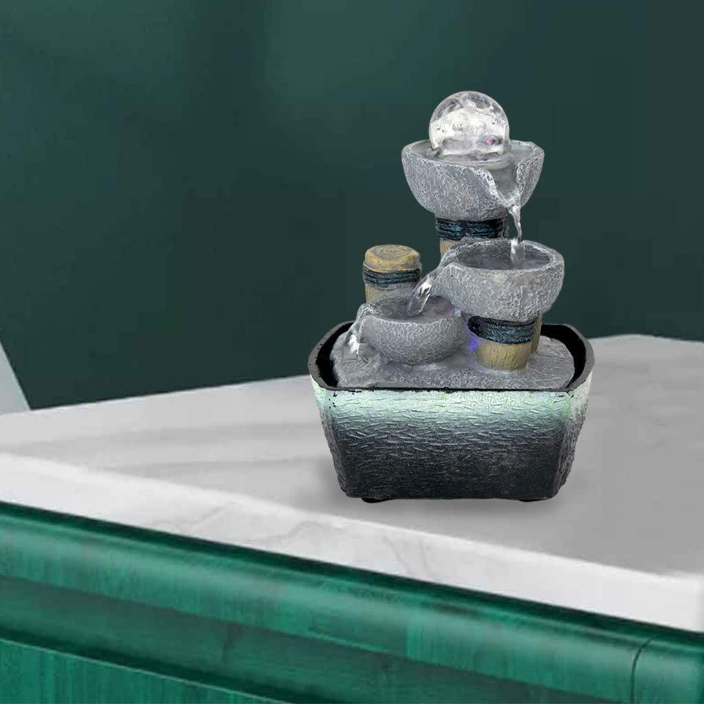 RSLEE RSLEE Indoor Water Fountains Small Tabletop Water Fountain Running Water with LED Lights Feng Shui Zen Decoration Waterfall Fountain for Office Home Indoor Waterfall Fountain