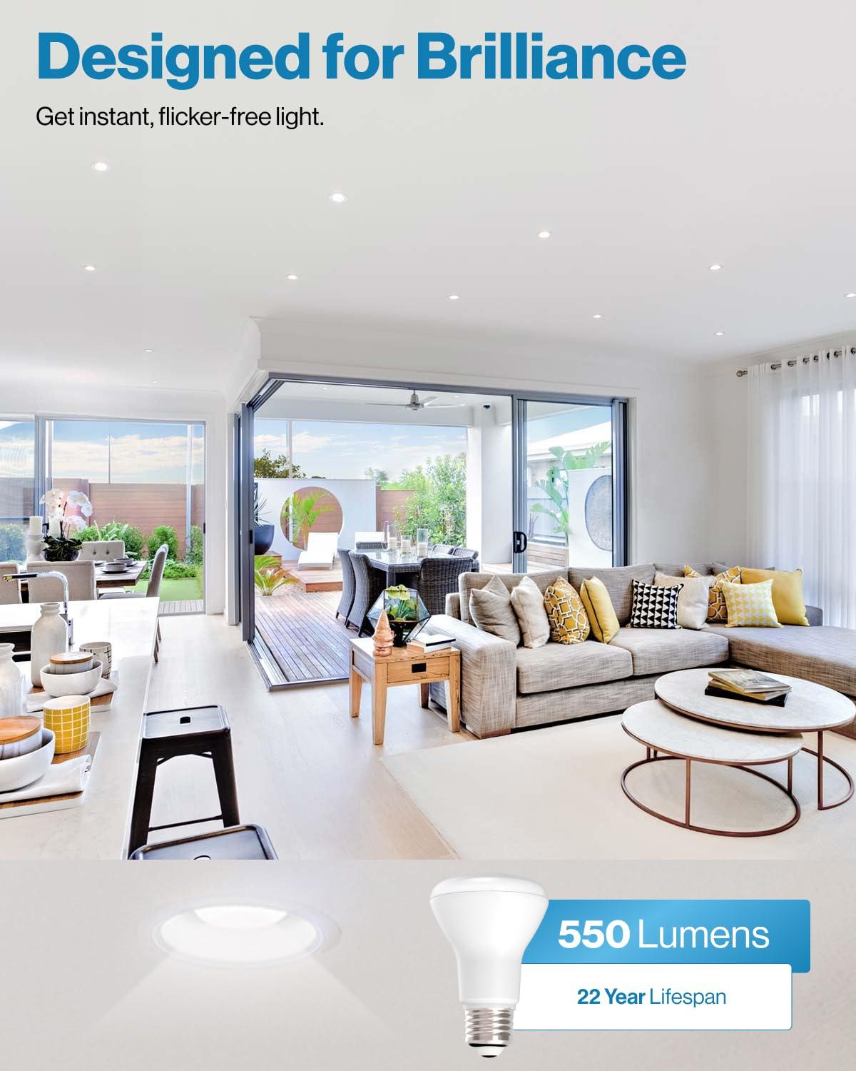 Sunco Lighting Sunco 10 Pack BR20 LED Bulbs Indoor Flood Light R20 Dimmable CRI93 2700K Soft White 50W Equivalent to 7W, E26 Medium Base, Recessed Can Lights for Home Living Area Ceiling Lights - UL