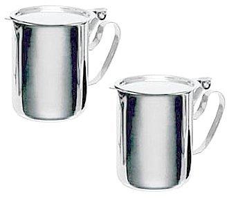 overstockedkitchen TWO COMMERCIAL STAINLESS STEEL CREAMERS - FLAT STACKABLE LID