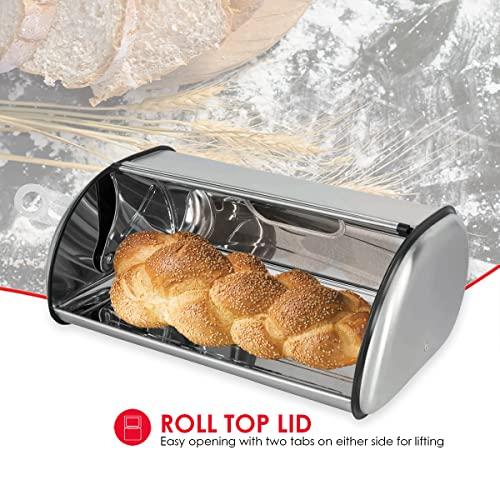 Home Basics Home Basics Stainless Steel Bread Box, Silver