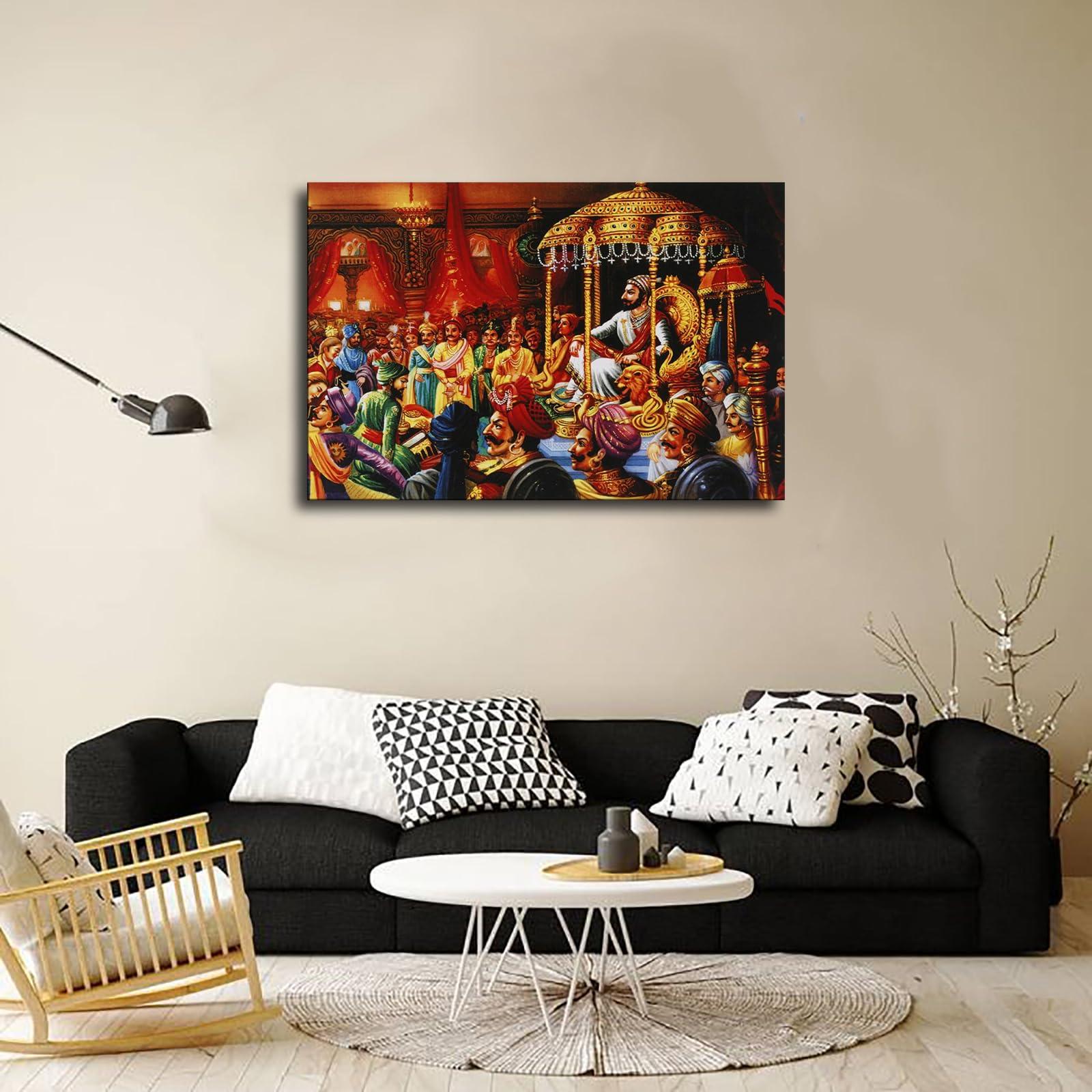 EviKoo EviKoo Chhatrapati Shivaji Maharaj Hinduism Abstract Painting Poster Canvas Wall Art HD Printing Modern Aesthetics Home Office Cafe Living Room Bedroom Home Garage Decor (2030inch-No Framed)