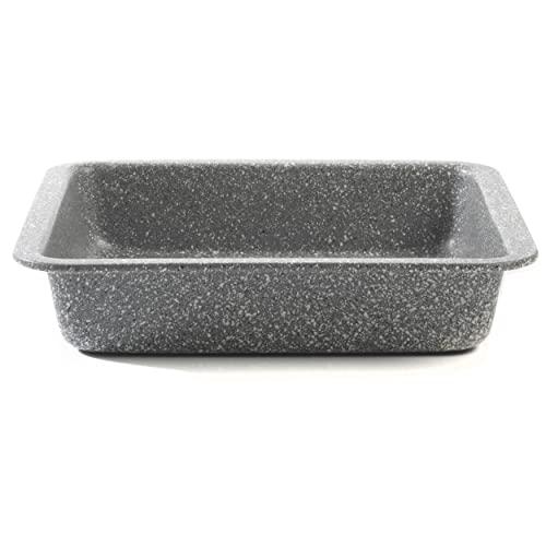 Salter Salter BW02780G Square Pan, Non-Stick Deep Baking Tray, Small Oven Tin For Brownies, Cakes, Roasting Pan For Vegetables, Carbon Steel, Marblestone Collection, Grey, 23 cm