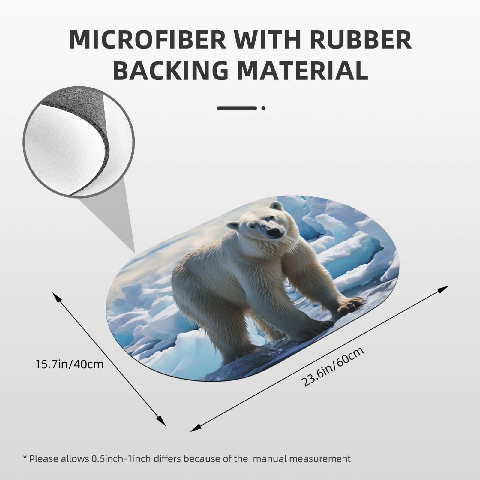 NONHAI Stone Bath Mats Polar Bear Ice Diatomaceous Earth Bath Mat Super Absorbent Bathroom Floor Mat Quick Drying Diatomite Shower Mat for Shower Bathtub Bathroom Accessory 15.7x23.6in