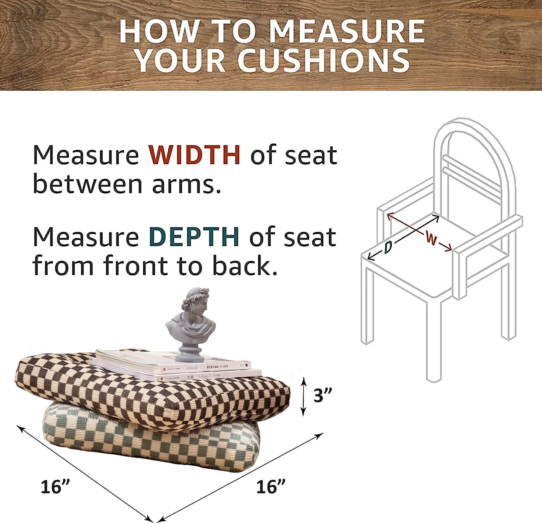 BUENA DECOR Chair Cushions for Dining Chairs 4 Pack - Seat Cushions for Kitchen Chairs, Chair Pads for Dining Chairs, Kitchen Chair Cushions Corduroy and Elastic Pearl Cotton 16x16 (Black, 6)