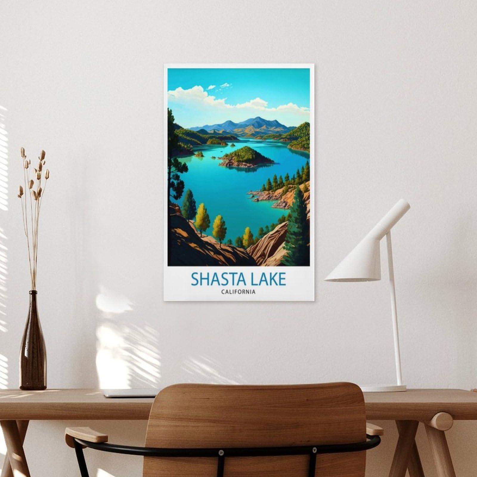 Generic Shasta Lake California (2) Travel Poster Canvas Wall Art Print Modern Home Room Decor Poster Picture 16x24inch(40x60cm)