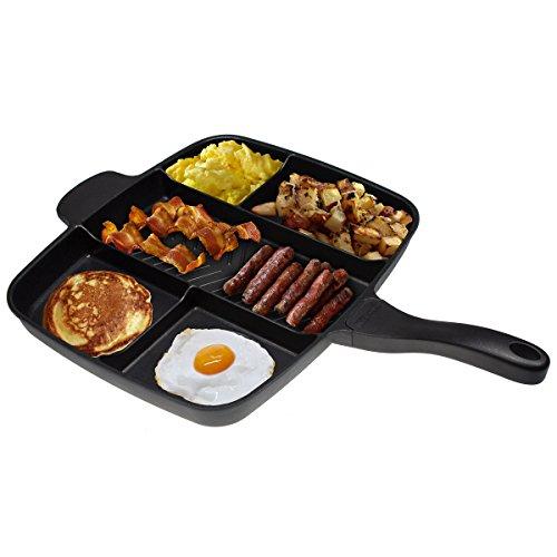 MASTERPAN Master Pan Non-Stick Divided Grill/Fry/Oven Meal Skillet, 15", Black