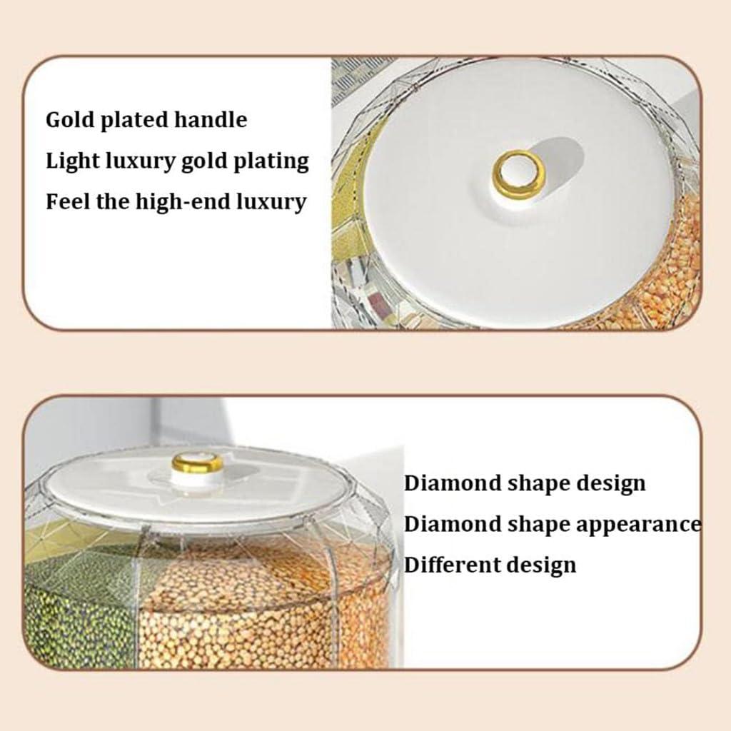 OTHZON OTHZON 360 Rotation Cereal Dispenser Lentil Dispenser, Rotating Grain Dispenser Storage-Large Capacity with 6 Compartments for Household, Kitchen Storage Container for All Beans, Barley, Millet