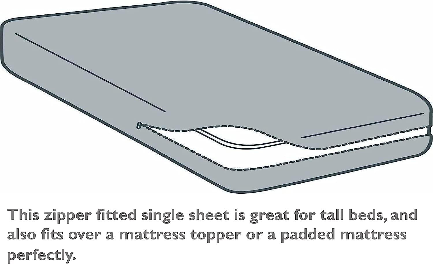 RAJVEER TEXTILE RAJVEER TEXTILE Queen Zipper Fitted Sheet 12\" Inch Deep Pocket - Hotel Quality Soft Microfiber Bottom Sheet- Shrinkage and Fade Resistant-Easy Care -1 Fitted Zipper Mattress Cover White Color