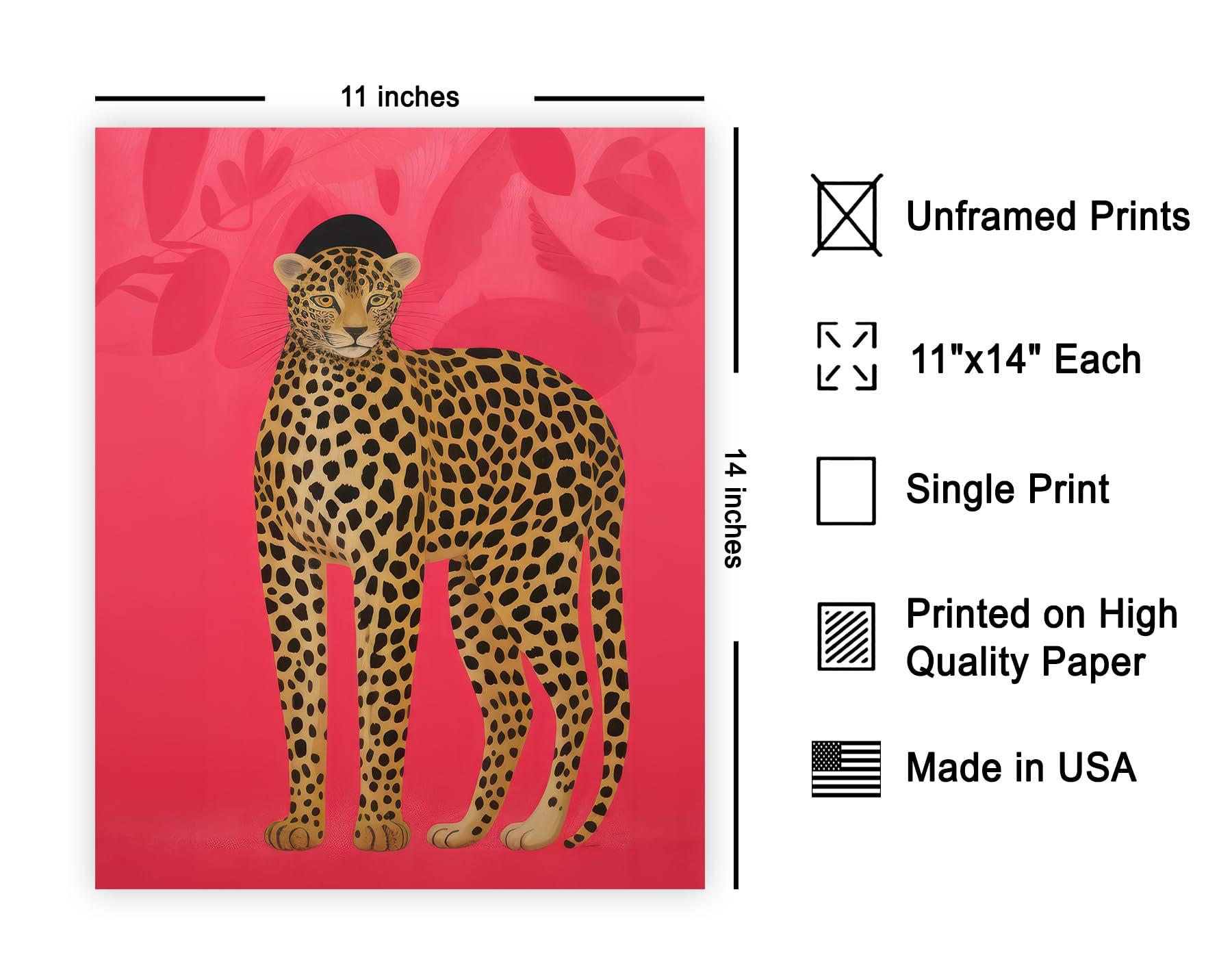 Monem Art Studio Monem Art Leopard Poster - Retro Cat Print - Panther Art - Wild Life Art - Modern Art - Chic Boho Art - Pop Art - Aesthetic Art - Great Kid\'s Room or Nursery Wall Decor - 11x14 UNFRAMED Wall Art
