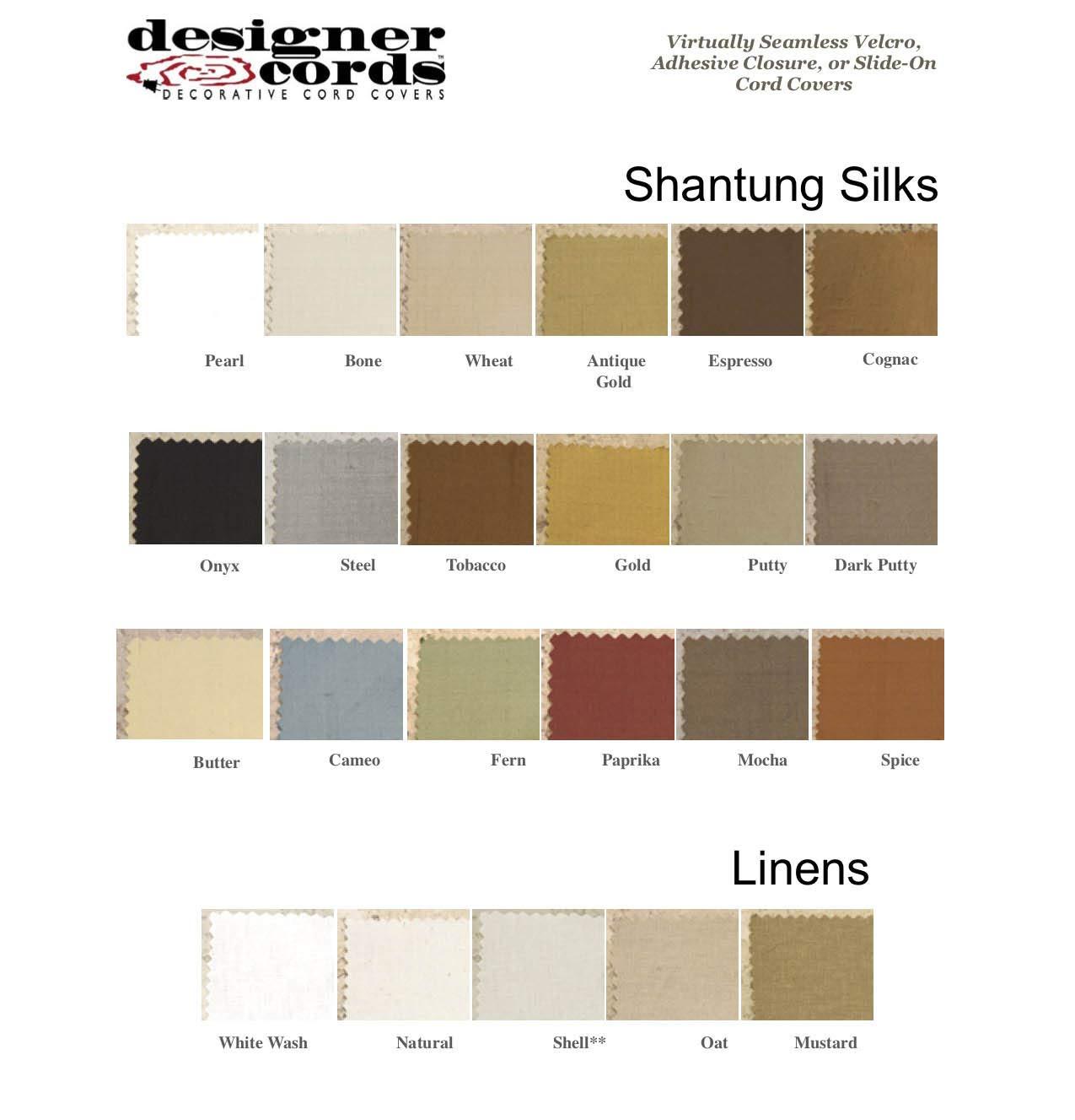 Designer Cords from Collections by Design Bone 100% REAL Silk Chandelier Chain Cover Velcro Closure 6 ft long