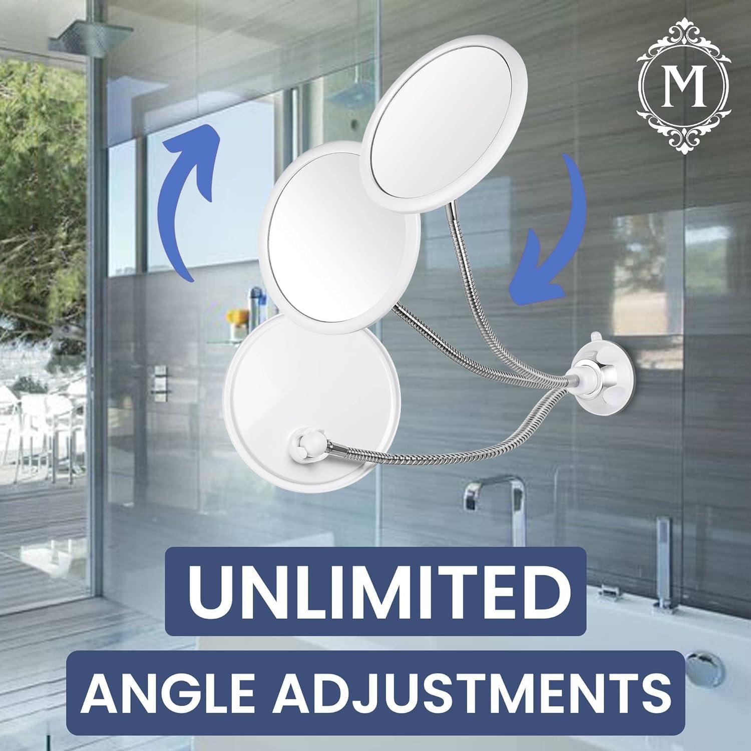 MIRRORVANA MIRRORVANA Flexible Round Fogless Shower Mirror for Shaving with Height Adjustable Gooseneck Extension, 360 Swivel and Upgraded Suction Cup - Shatterproof 6.7\" Diameter Surface