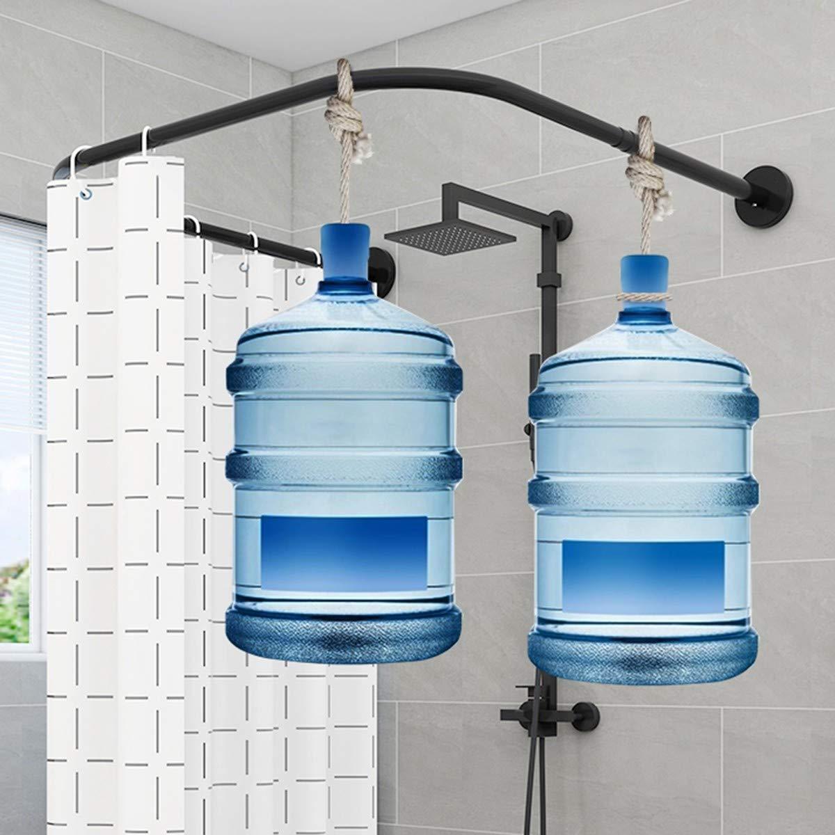 AWERQ Curved Shower Rod Tension Curtain Rod No Drill Adjustable U Shaped Shower Curtain Rail Pole Holder with Bath Curtain, for Bathroom, Clothing Store, Dressing Room, Outdoor Shower