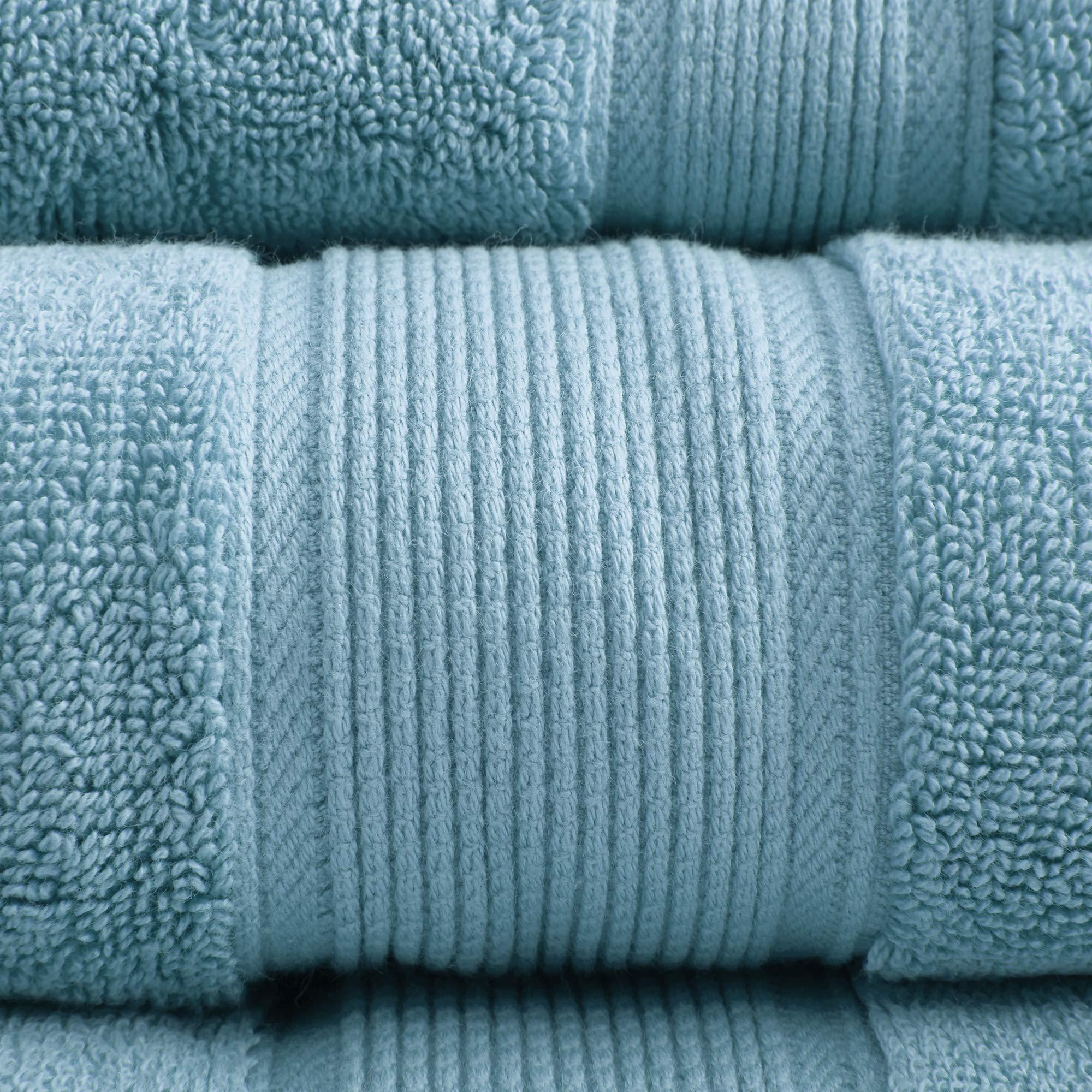 MADISON PARK SIGNATURE Madison Park Signature 800GSM 100% Cotton Luxury Turkish Bathroom Towels ,Oversized Linen Cotton Bath Towel Set , 8-Piece Include 2 Bath Towels, 2 Hand Towels & 4 Wash Towels , Aqua