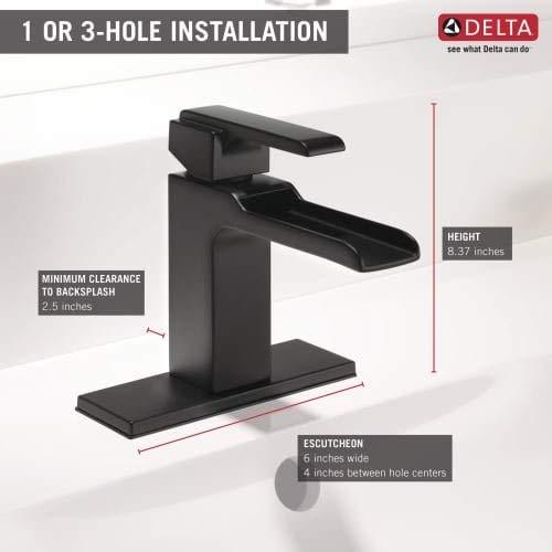 DELTA FAUCET Delta Faucet Ara Single Hole Bathroom Faucet Chrome, Single Handle Bathroom Faucet, Waterfall Faucet, Bathroom Sink Faucet, Chrome 568LF-LPU