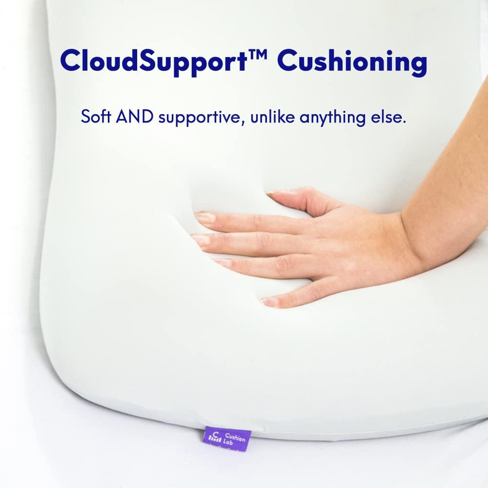 C CUSHION LAB C CUSHION LAB Deep Sleep Pillow, Patented Ergonomic Contour Design for Side & Back Sleepers, Orthopedic Cervical Shape Gently Cradles Head & Provides Neck Support & Shoulder Pain Relief - Calm Grey