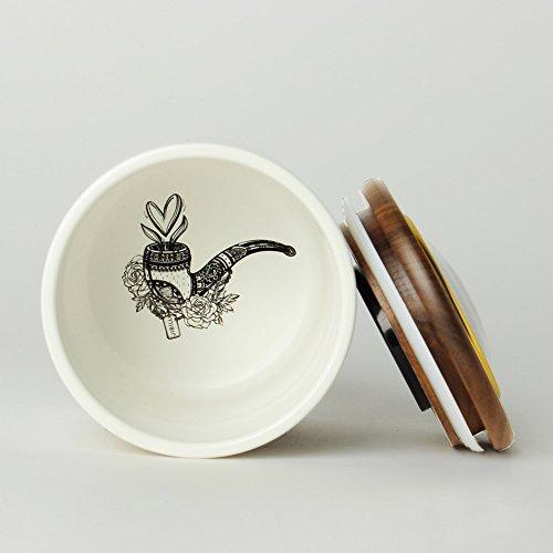 JIBILL JIBILL Ceramic Humidor Jar Tin Airtight Storage with Lid Integrated Hygrometer and Humidifier CG0016