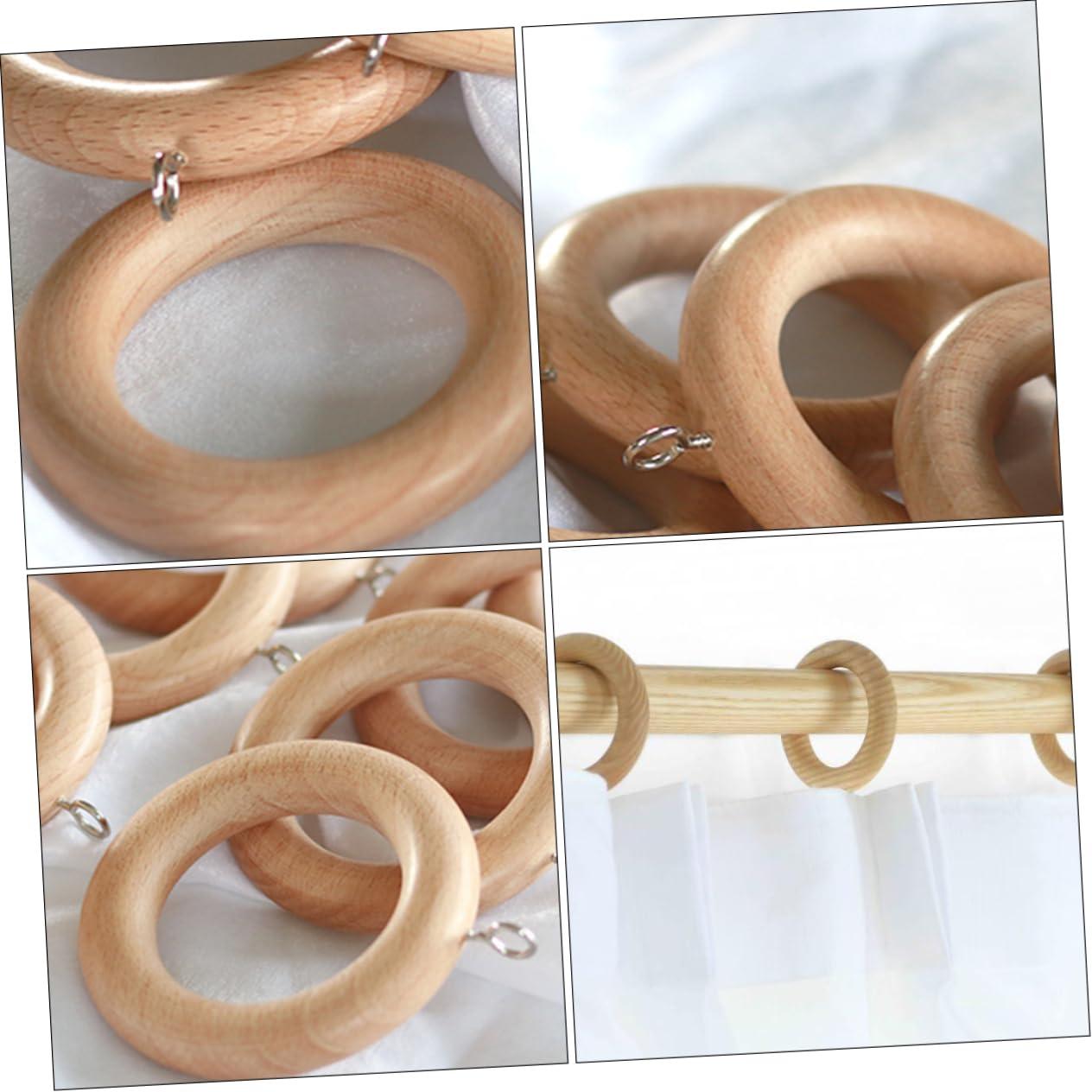 Garneck Garneck 4 Pcs Solid Wood Wooden Curtain Buckle Glide Shower Hooks Wooden Curtain Hooks Curtain Pole Rings Curtain Hardware Bathroom Curtain Rings Roman Beech Hook Ring Hanging Ring