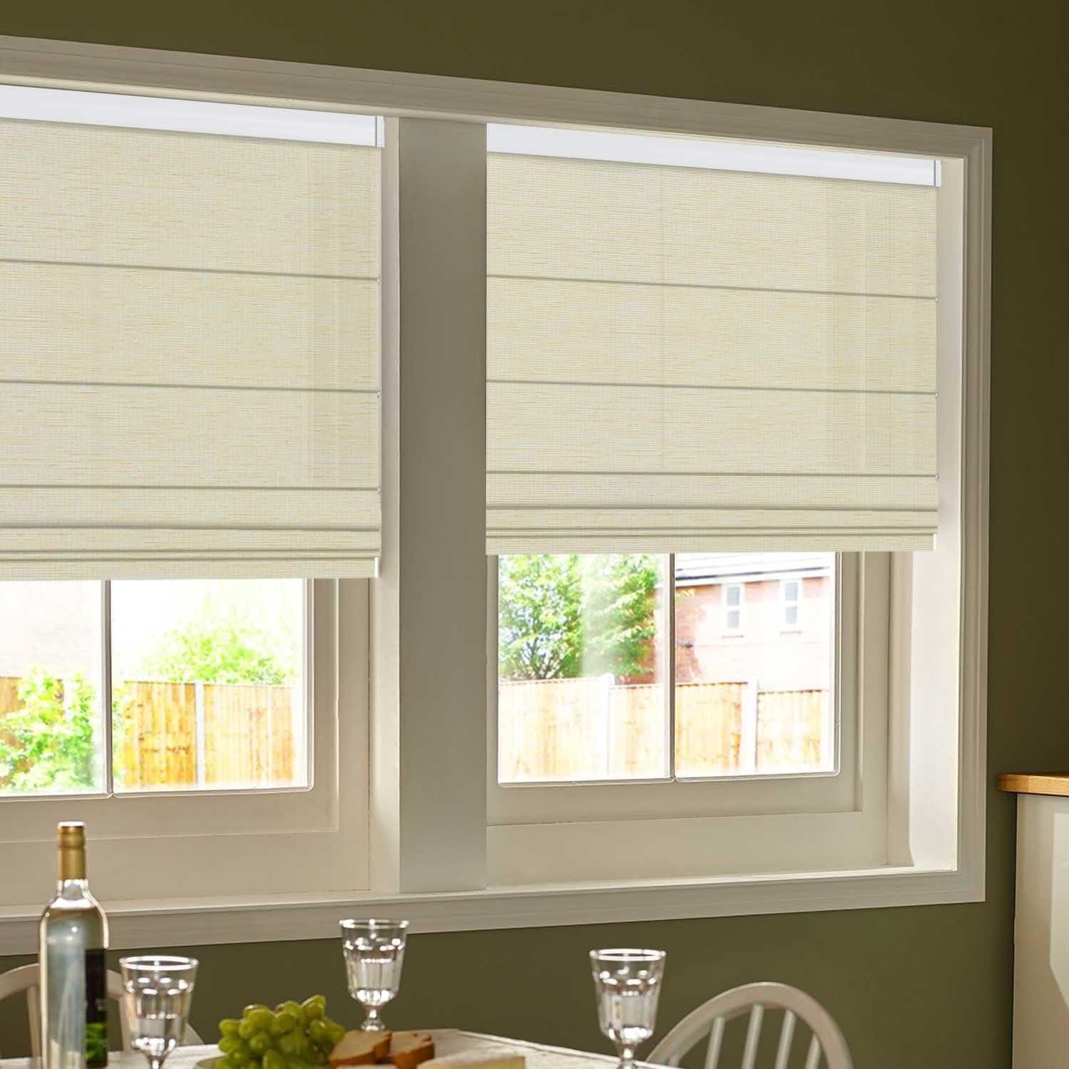 Amingrui Cordless Roman Shades for Windows Room Light Filter Fabric Roman Blinds for Windows Elegant Privacy Window Blinds for Home Living Room Bedroom Windows, Beige,15" W x 56" H