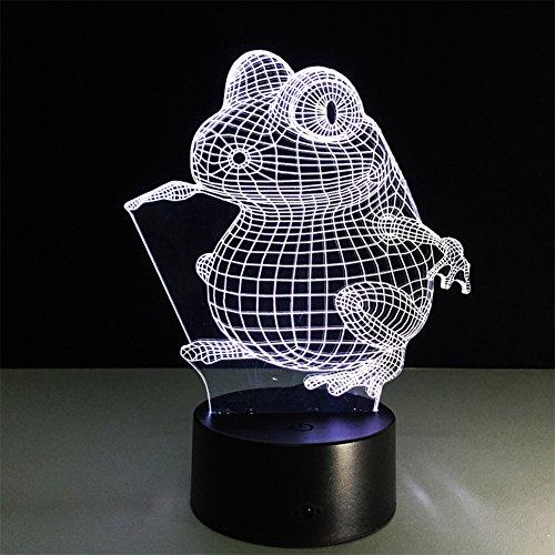 ATD (Advanced Tool Design) ATD 3D Optical Illusion Colorful Gradient Cute Frog LED Children Kids Bedroom Bedside Night Light Table Lamp with 15 Keys Remote Control