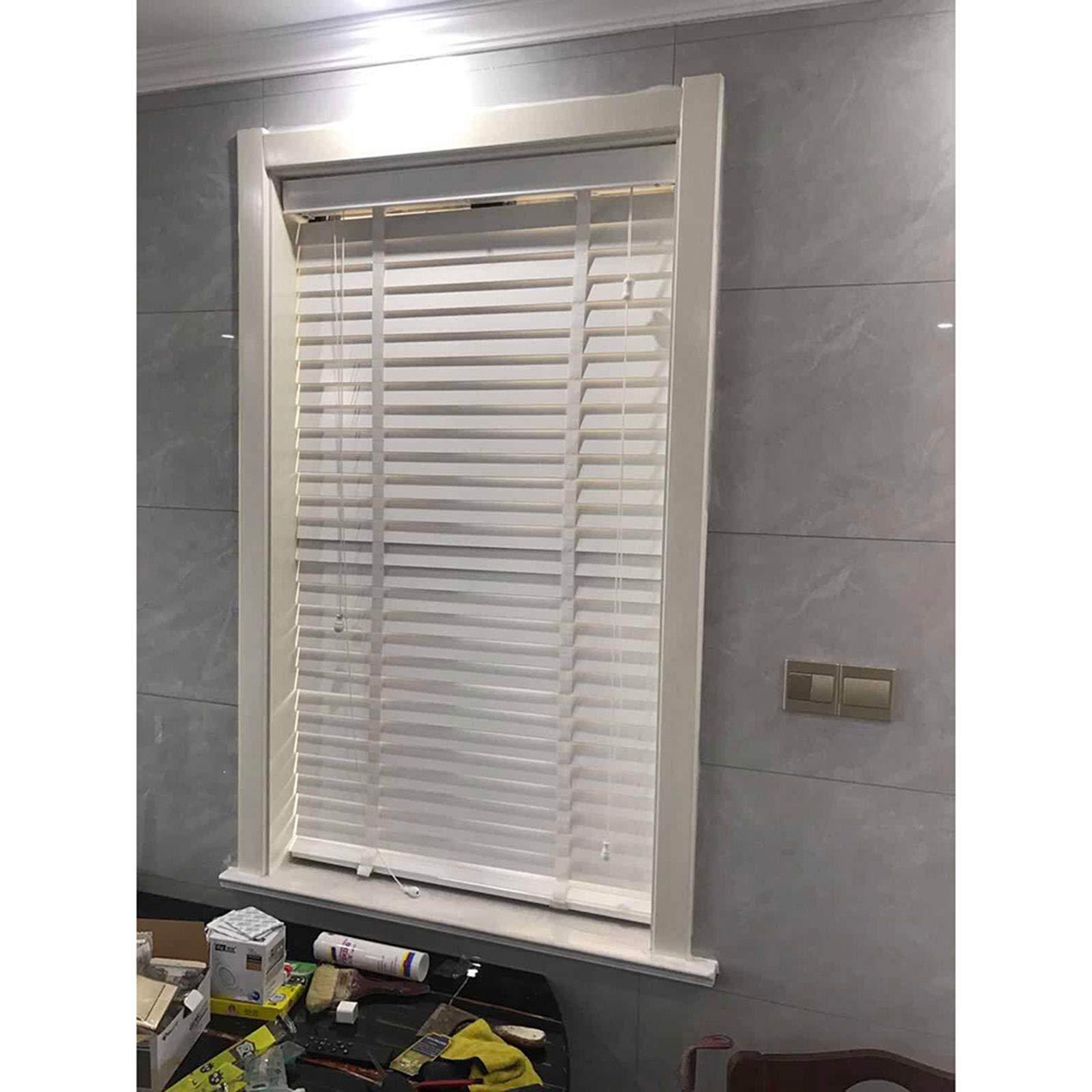 Jolan Real Wood Blinds White,Blackout Shades,Study/Living Room/Office,Faux Wood Blinds,Breathable/Sunscreen,Customizable.,110x120cm/43x47in