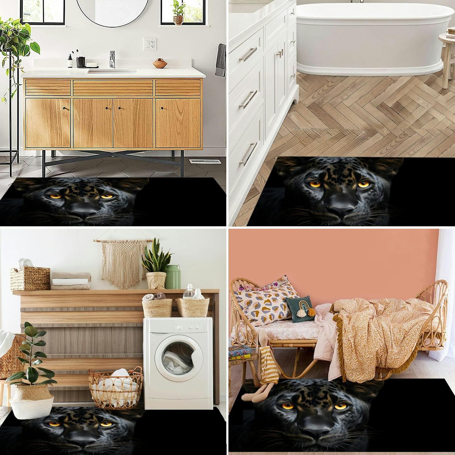 ZaCosy Black Panther a Black 3x5 Rug Throw Rugs Entryway Indoor Front Door Mat Non Slip Bedside Area Rug for Bedroom Aesthetic Kitchen Carpet Machine Washable