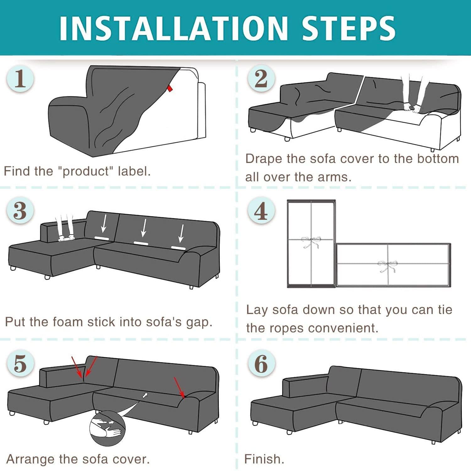 ZFHNYJWKL Stretch Sofa Slipcover L Shape Sofa Covers for Sectional Sofa Set,Couch Covers Chaise Lounge Covers for Dogs Pets Kids,Furniture Protector Covers for 3 Cushion Couch for Living Room(BlueB,2+4 Seat)