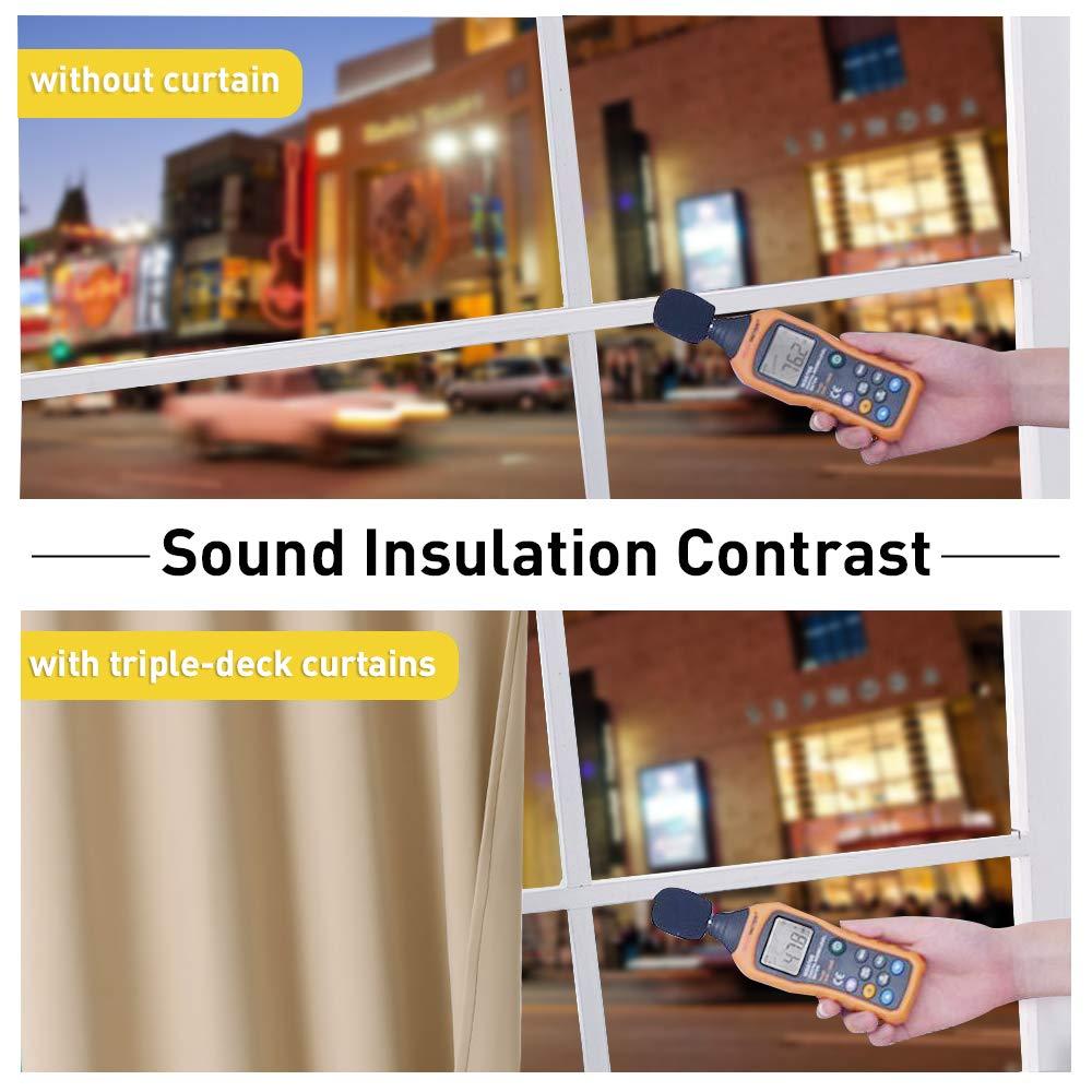 NICETOWN NICETOWN Living Room Noise Reducing Curtains, Privacy Protection & Completely Shaded Ring Top Drapes, Sound Preventing Insulated Window Treatment Curtain Panels(Biscotti Beige, 2 Pieces, W62 x L84)