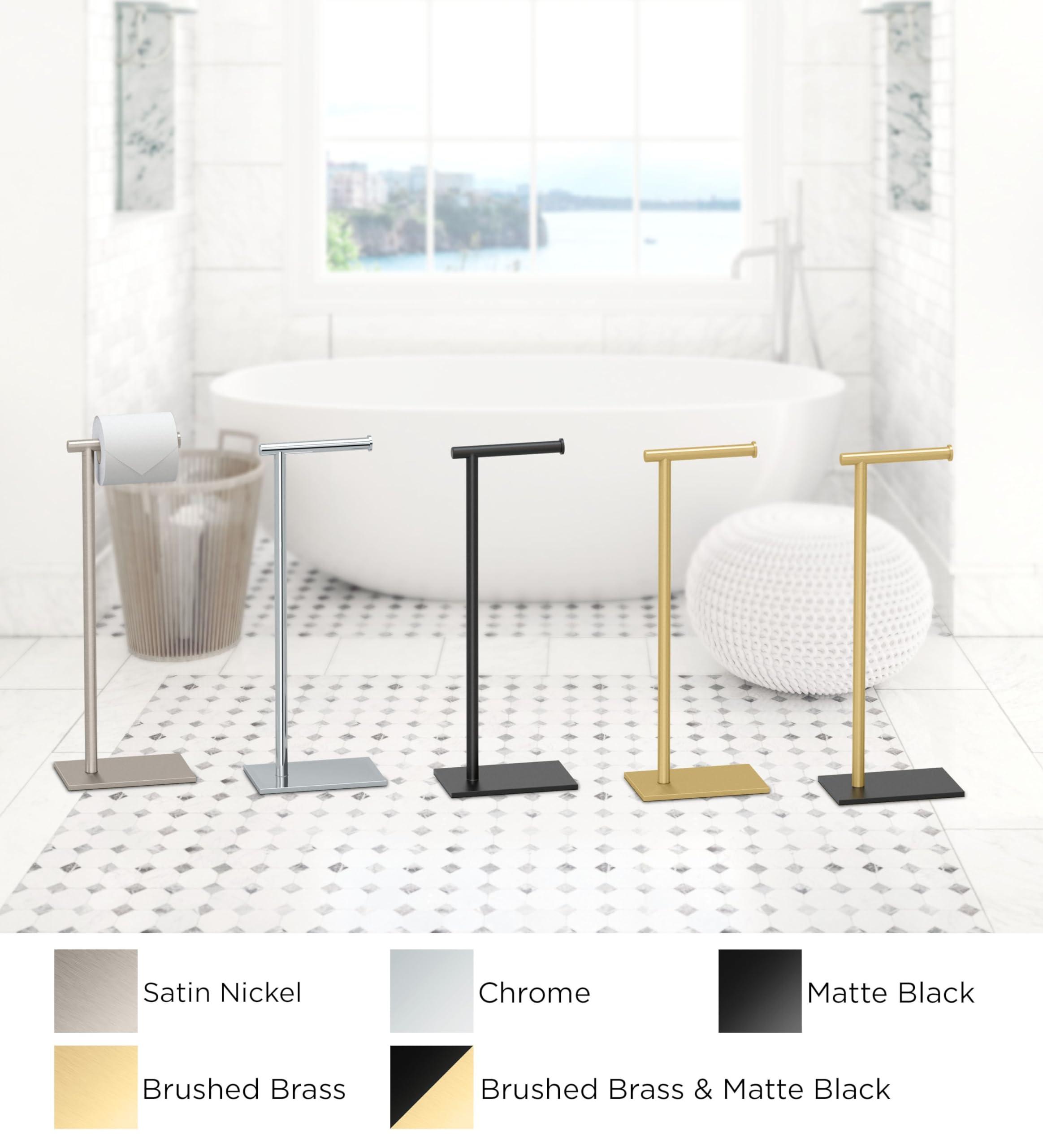 Gatco Gatco 1431MX Modern Square Base Toilet Paper Holder Stand, Matte Black, 22.25"H