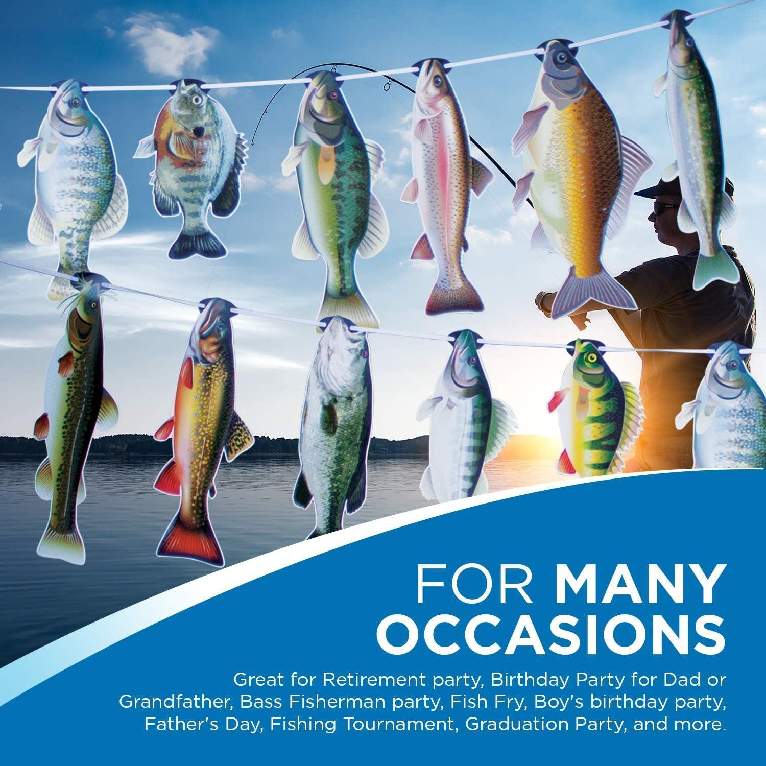 Havercamp Havercamp Gone Fishin String Hanging Banner for Fish Fry, Bass Fishing, Freshwater Pond & Salt Water Tournament Fishing Decorations