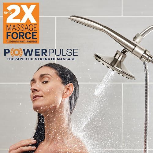 Waterpik Waterpik High Pressure Pulsating Shower Wand and Rain Shower Head Combo with Extra-Long 8-Foot Metal Hose, HairWand Pulse Spa System 12 Spray Modes for Hair and Body, Brushed Nickel