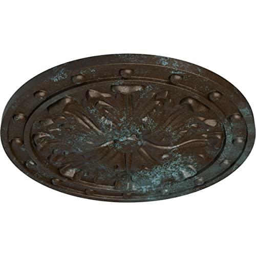 Ekena Millwork Ekena Millwork CM20FOBBS Foster Acanthus Leaf Ceiling Medallion, 20 1/2\"OD x 1 1/2\"P (Fits Canopies up to 2 1/4\"), Hand-Painted Bronze Blue Patina