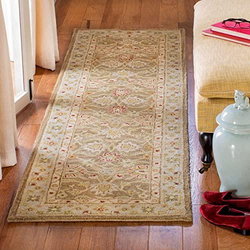 Safavieh SAFAVIEH Antiquity Collection 2\' x 3\' Grey Blue / Beige AT822A Handmade Traditional Oriental Premium Wool Accent Rug