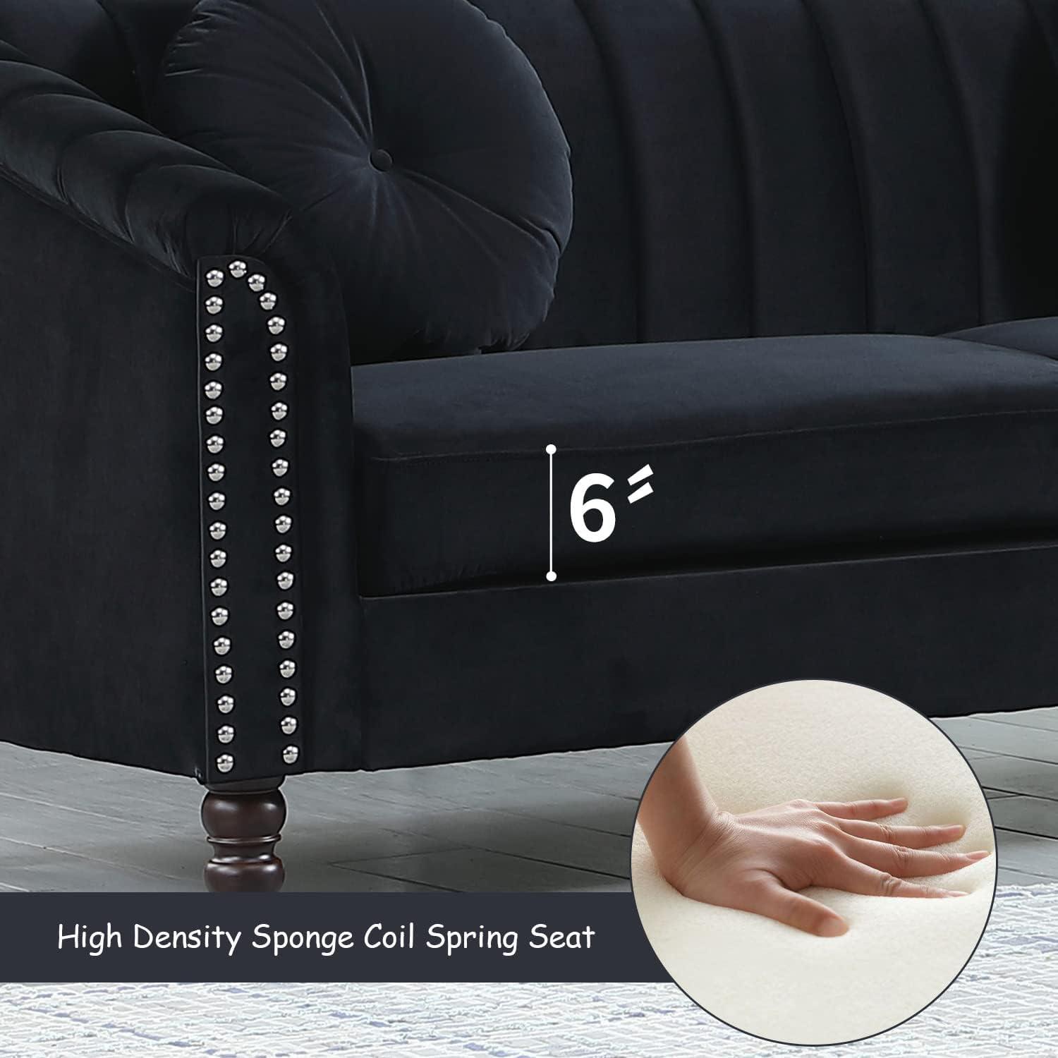 AYCP AYCP Contemporary Microfiber Fabric Sofa Set, Living Room Furniture Set, Couch Set for Living Room Furniture, Modern Office Sofa Sets Apply to Home and Office (Black, Sofa)