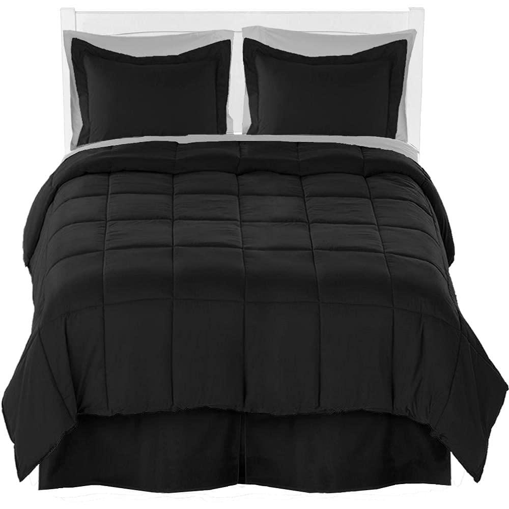 Bare Home Bare Home Twin Comforter Set + Sheet Set + Bed Skirt - Premium Ultra-Soft Brushed Microfiber (Comforter Set: Sand, Sheet Set: Black, Bed Skirt: Sand)